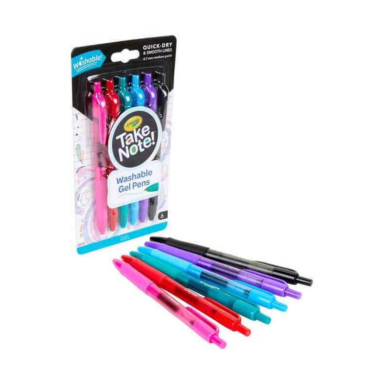 6 CT TAKE NOTE WASHABLE GEL PENS