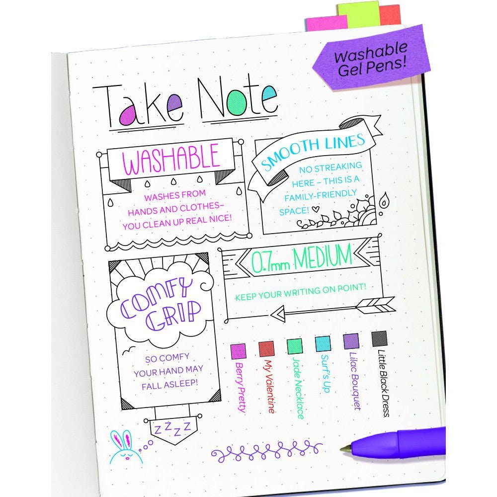 6 CT TAKE NOTE WASHABLE GEL PENS