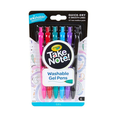 6 CT TAKE NOTE WASHABLE GEL PENS