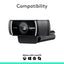 Logitech C922 HD Pro Stream Webcam - 1080p / 30fps / USB 2.0 / Black - Webcam