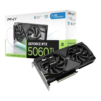 PNY NVIDIA GeForce RTX 5060 Ti 8GB OC Dual Fan Graphics Card - 8GB / GDDR7 / 128-bit / PCIe 5.0 / DisplayPort 2.1 / HDMI 2.1 / One Year Warranty