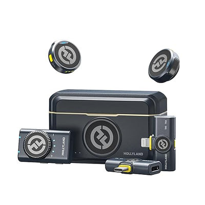 HOLLYLAND LARK M2 DUO All-in-One Lavalier Wireless Combo Microphone System - Shine Charcoal