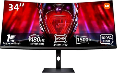 Xiaomi Curved Gaming Monitor G34WQi - 34" WQHD / 180Hz / 1ms / HDMI 2.0 / Display Port - Black