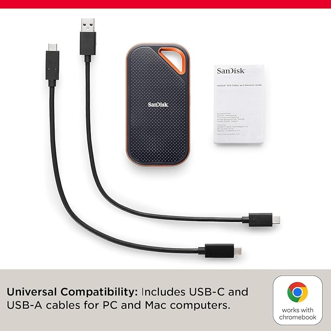 SanDisk Extreme Pro Portable SSD - 4TB / Up to 2000 MB/s / USB 3.2 Gen 2 Type-C / External SSD (Solid State Drive)