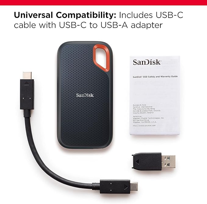 SanDisk Extreme PRO with USB4 Portable SSD - 2TB / USB-C (USB4 Gen 3x2) / Up to 3800 MB/s / External SSD (Solid State Drive)