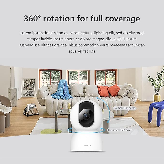 Xiaomi Smart Camera C400 - 4MP / 360° Rotation / Infrared Night Vision / Two-way Intercom / AI Human Detection / White