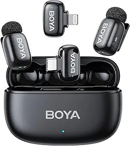 BOYA Smallest 2.4Ghz Wireless Microphone for Type-C device( 2TX+1RX ) - Black