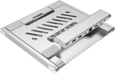 Levelo AeroLink Laptop Stand With Built-In Portable 7 In 1 Hub - Silver