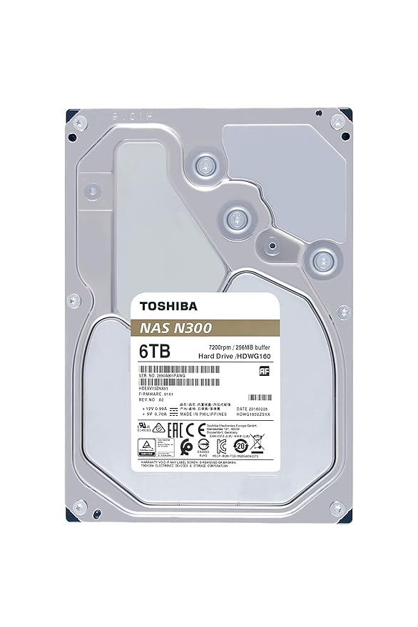 Toshiba N300 NAS Hard Drive - 6TB / 3.5-inch / SATA / 7200 RPM / 256MB Buffer