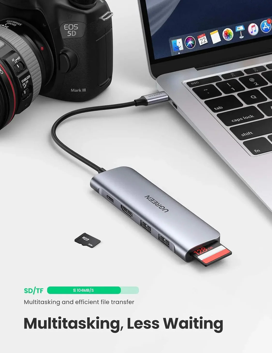 UGREEN USB-C to 2*USB3.0+HDMI+SD+TF Card Reader Docking Station