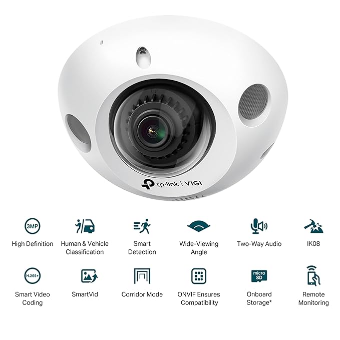 TP-Link 3MP IR Mini Dome Network Camera - RJ45 / White