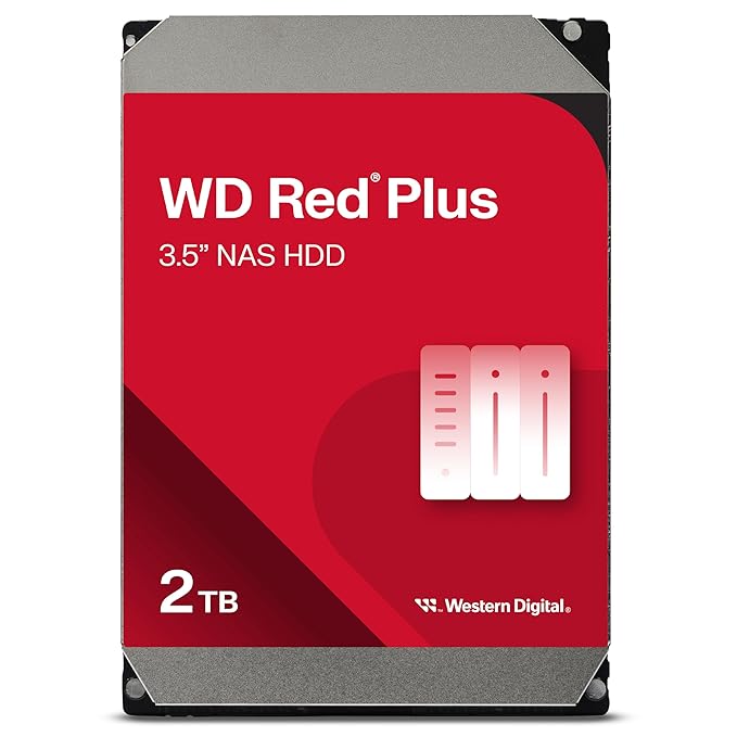 WD Red Plus NAS Hard Drive - 2TB / 3.5-inch / SATA-III / 64MB Buffer