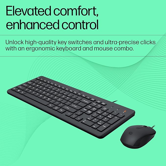 HP 150 Wired Mouse and Keyboard - Arabic/English Keys - Keyboard & Mouse Combo