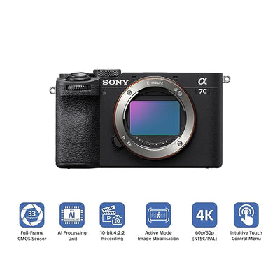 Sony ILCE-7CM2 MIRRORLESS CAMERA BODY - 34.1 MP / 2.95" LCD / HDMI / Wi-Fi / Bluetooth / USB - Black