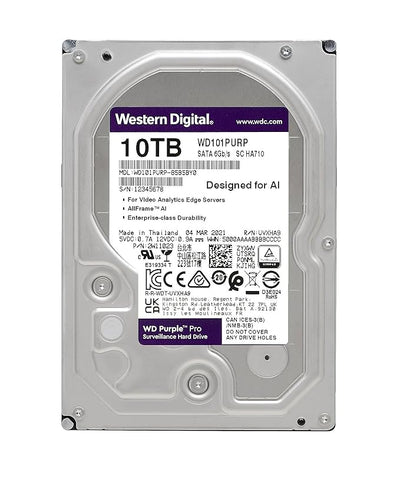 WD Purple Pro Surveillance Hard Drive - 10TB / 3.5-inch / SATA / 256MB Buffer