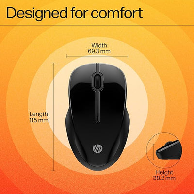 HP 250 Dual Wireless Mouse - Up to 1600 dpi / USB Type-A Dongle or Bluetooth / Black Color