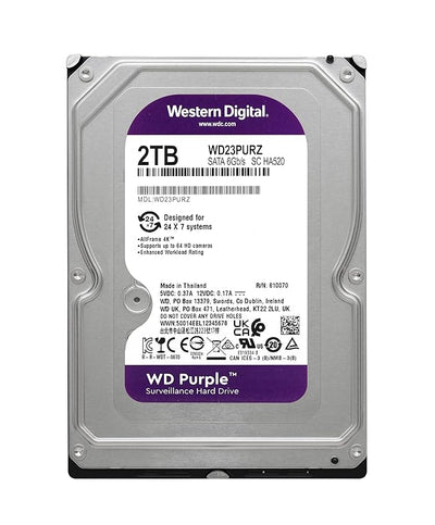 WD Purple Surveillance Hard Drive - 2TB / SATA / Up to 175MB/s - Internal Hard Drive