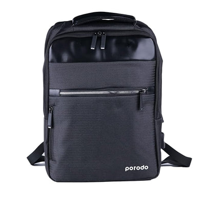 Porodo Lifestyle Water-Resistant PU Backpack - Black