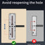 Illustration showing an adjustable hole position for a mounting bracket with text indicating benefits.