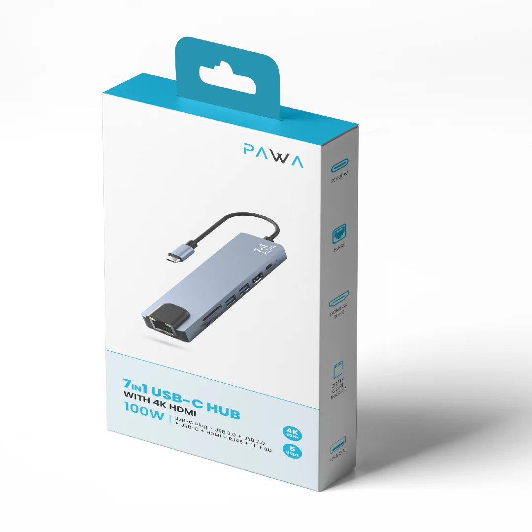 Pawa 7 in1 USB-C HUB With 4K HDMI - Grey