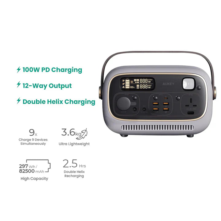 Aukey Power Studio 300 Portable Power Station 1297Wh 400W – Grey