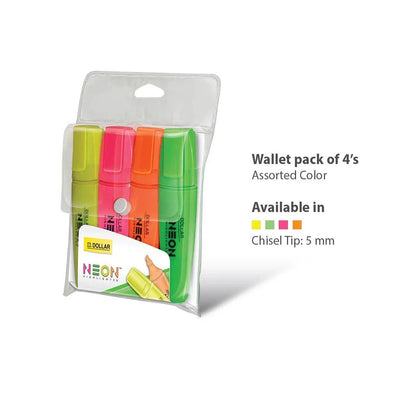 Dollar Neon Highlighter HL-625 Assorted Color