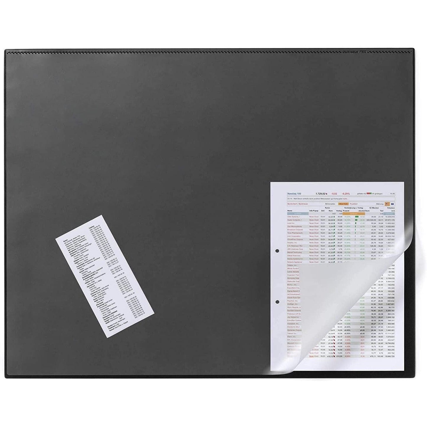 Durable Desk Mat With Transparent Overlay W650Xd520Mm Black Ref 7203 01