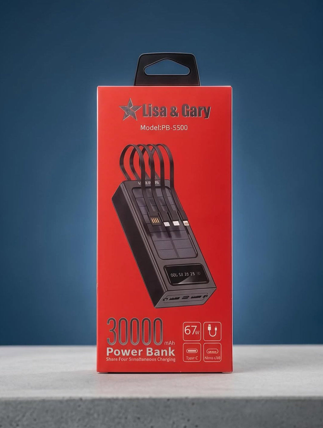 Lisa & Gary 67W 4 in 1 30000mAh Solar power bank