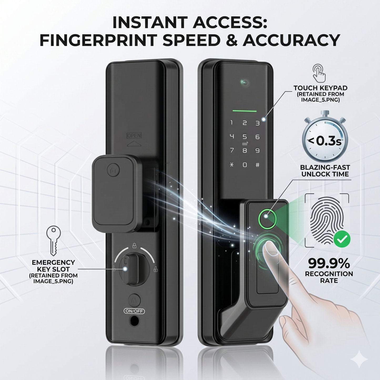 ST108-VisionPro 5-in-1 Smart Lock – Biometric Fingerprint, Built-in Camera, PIN & RFID – Tuya App Compatible