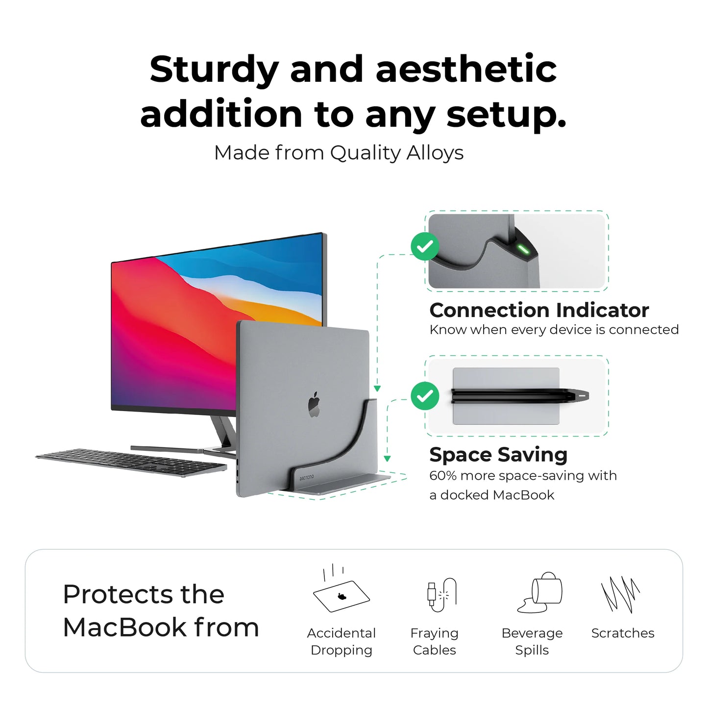 Ascrono MacBook Docking Station for MacBook Pro 14", 16" - USB-C / Space Grey