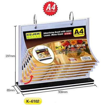 Kejea Advertising Board With Loose Leaves/Menu Stand - 6 Pages
