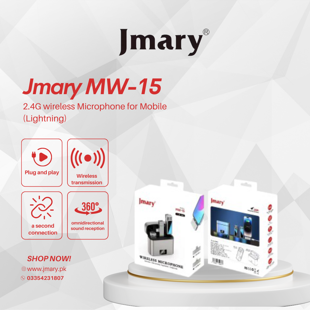 Jmary MW-15 2.4G Wireless Microphone - ≤20ms / 60db / 20M / 70mAh / Silver