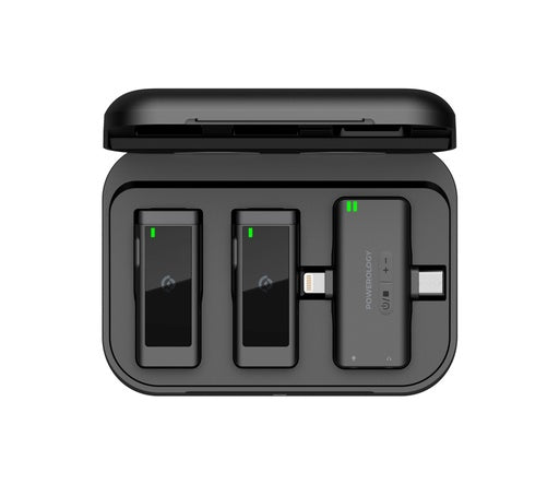 Powerology MFI Dual Connector Wireless Lavalier Microphone - 2000mAh / Black
