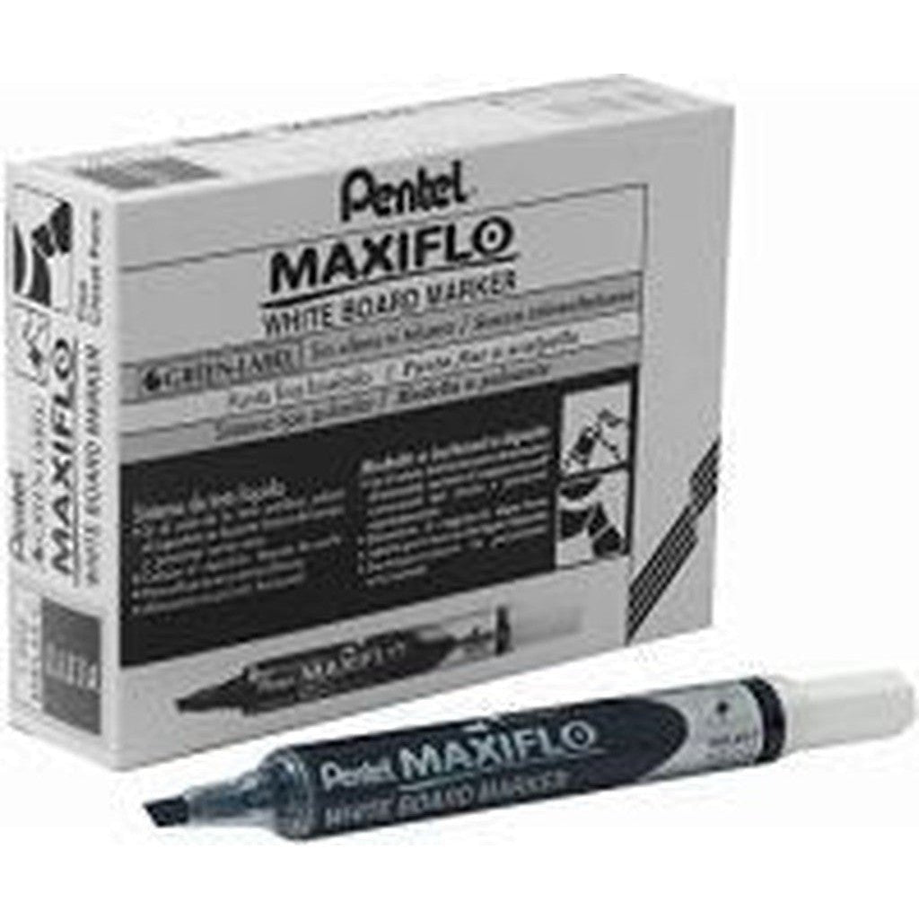 Pentel Maxiflo White Board Chisel Tip Marker (Pack Of 12)