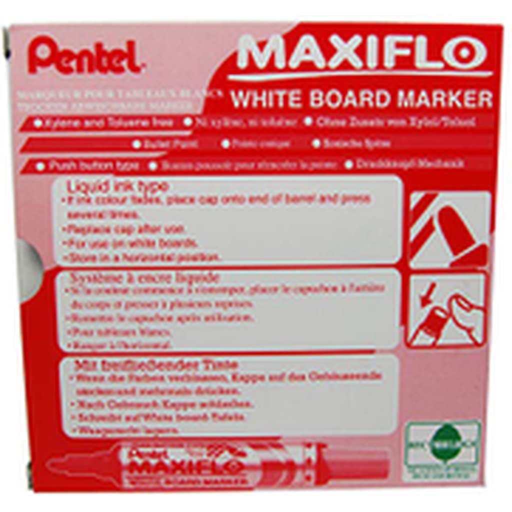 Pentel Maxiflo White Board Chisel Tip Marker (Pack Of 12)