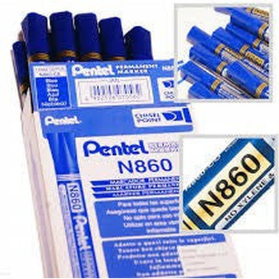 Pentel-N860-Permanent-Marker-Chisel-4.5Mm-Blue/Black