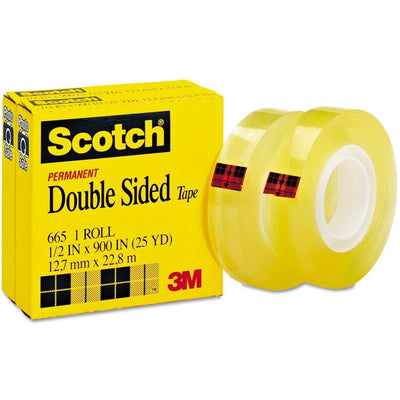 Scotch Double Sided Tape, 1/2" X 25Yds Small Core