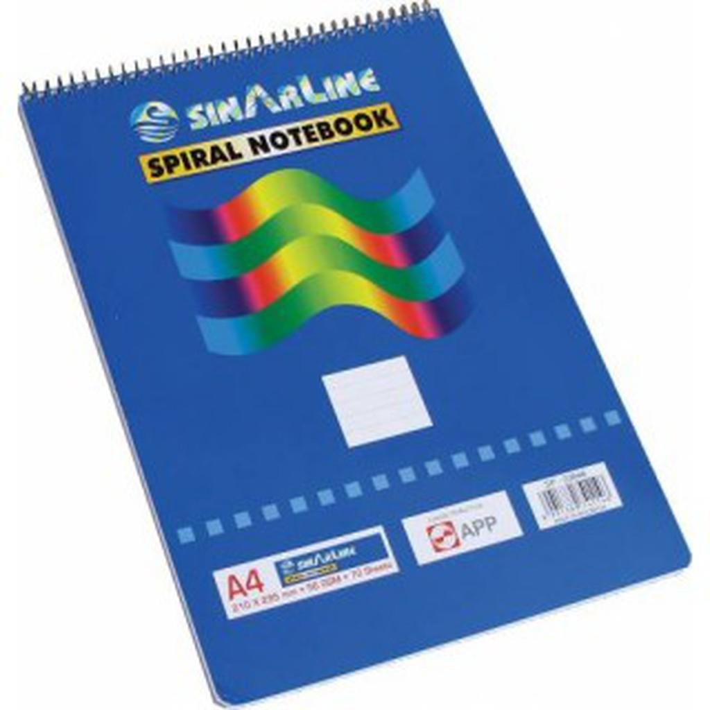 Sinar Top Spiral Notebook 70 Sheets A4.