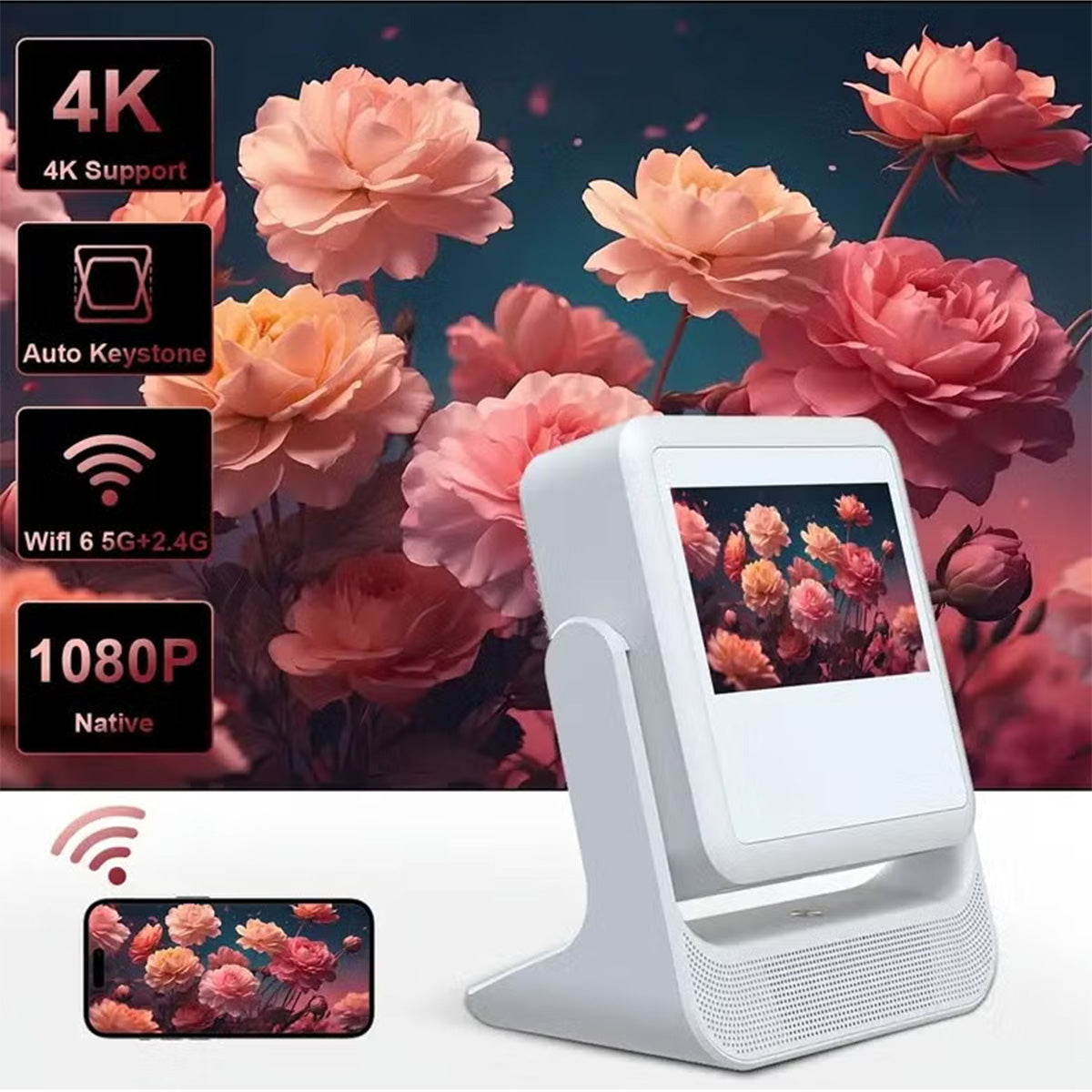 Smart TouchPlay Full HD 1080p Smart Projector with Auto Focus, Auto Screen Fit & Obstacle Avoidance