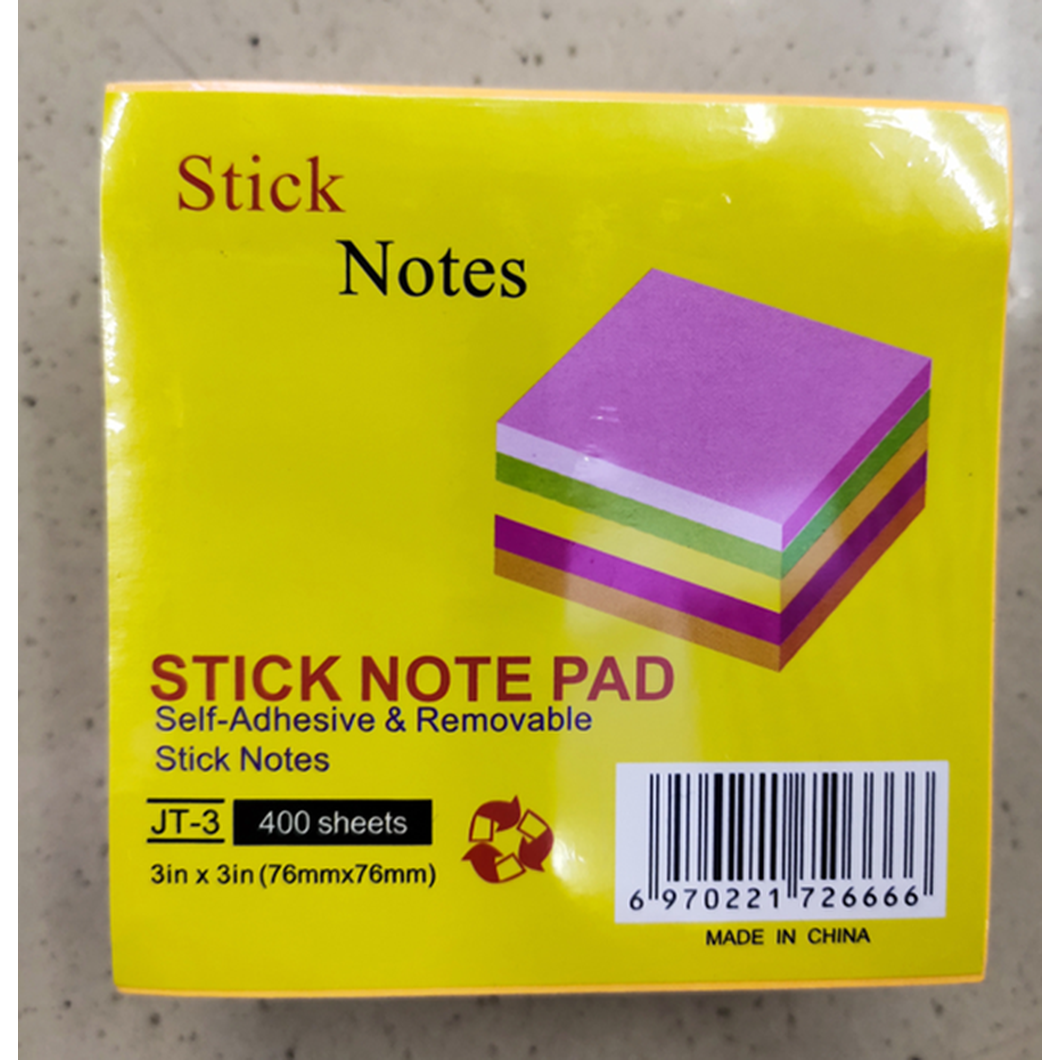 Sticky Notepad Multicolor 3X3 12PADS/PKT
