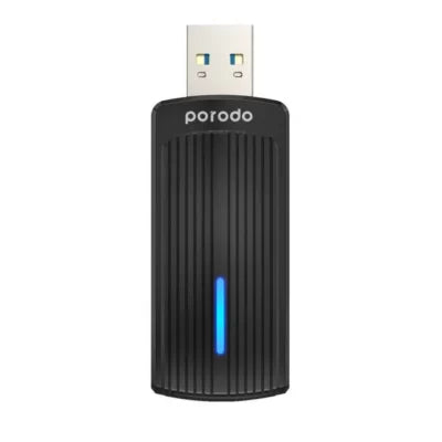 Porodo Dual Band USB Adapter with External Antenna - Black