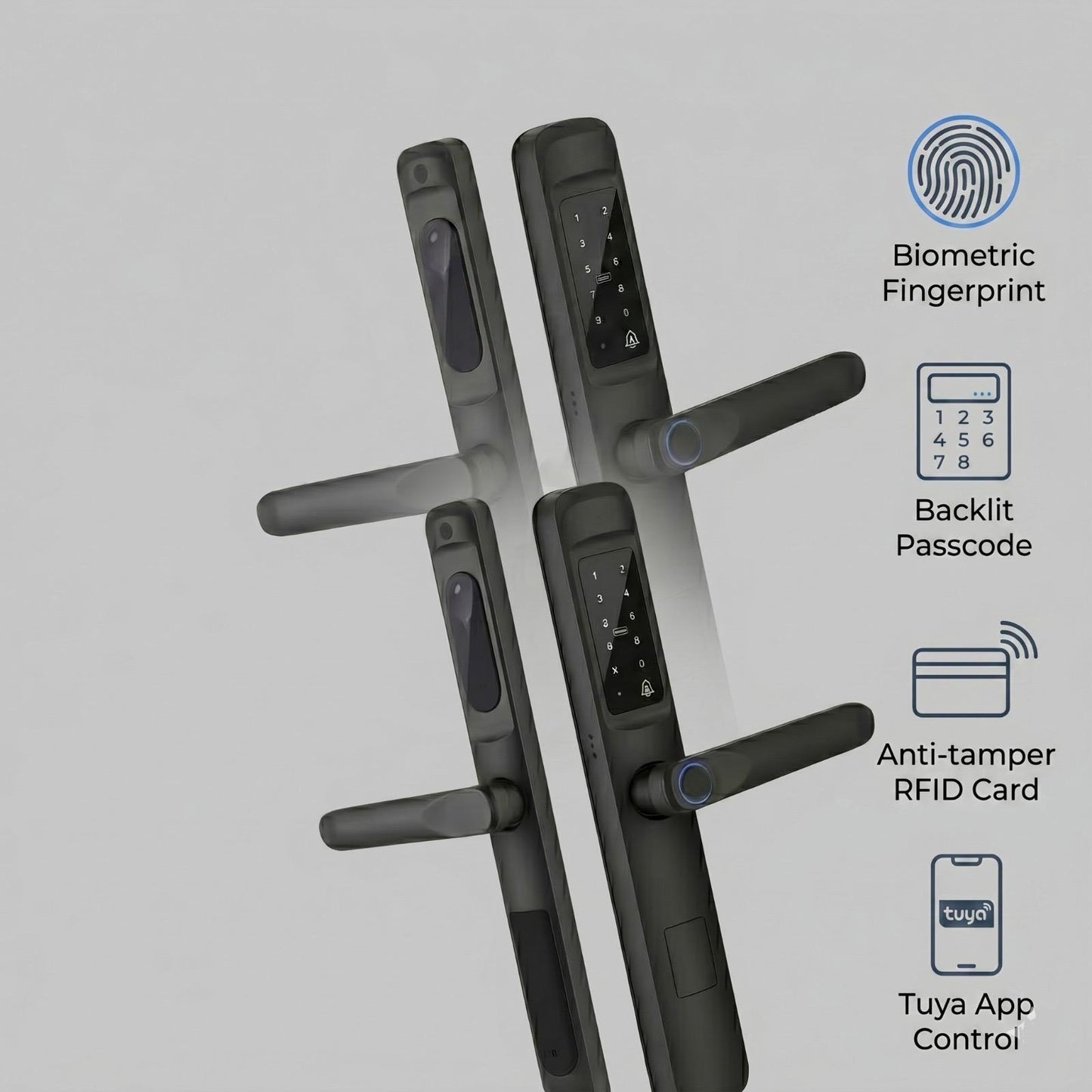 Ultimate 4-in-1 Smart Door Lock with Fingerprint & Tuya App Control