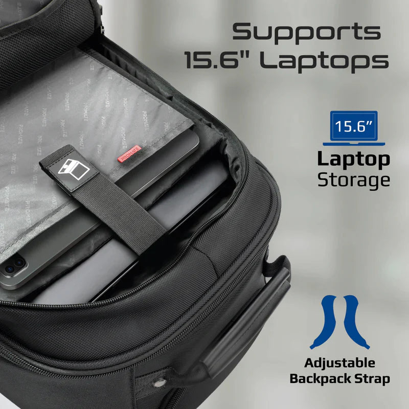 PROMATE Large Capacity Trolley Bag - 15.6” Screen Laptop / Black
