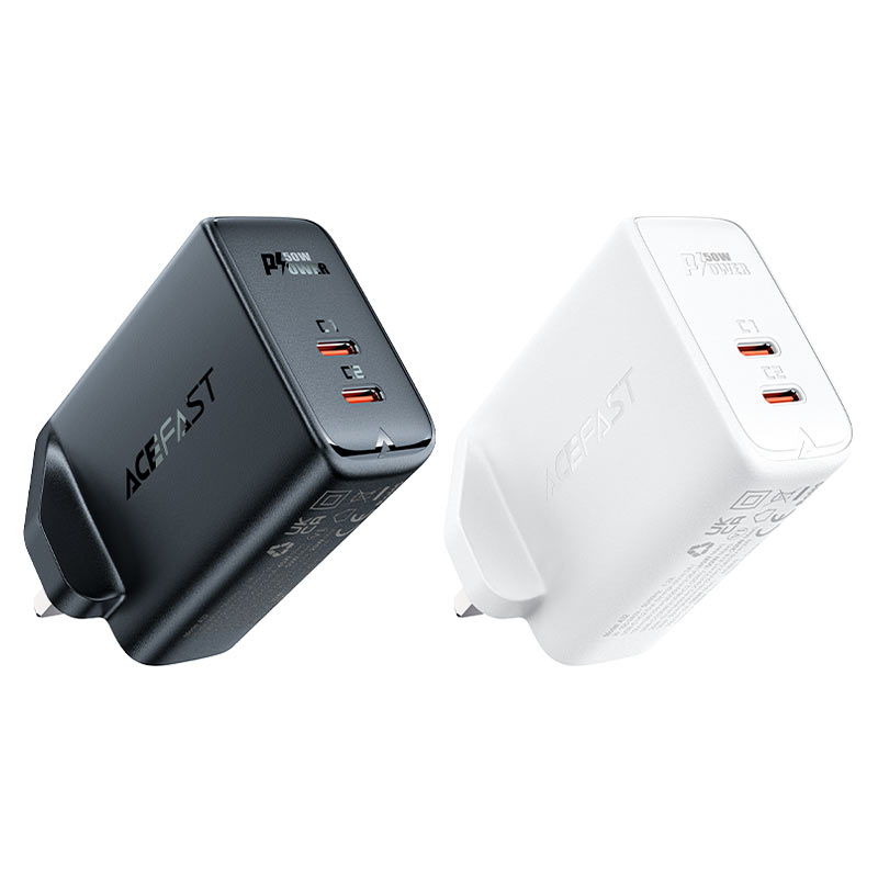 Acefast A32 GaN 50W Fast Charger – Dual USB - C | UK Plug - Saif Al Najmi KwChargersACEFASTSaif Al Najmi KwWhiteAcefast A32 GaN 50W Fast Charger – Dual USB - C | UK Plug