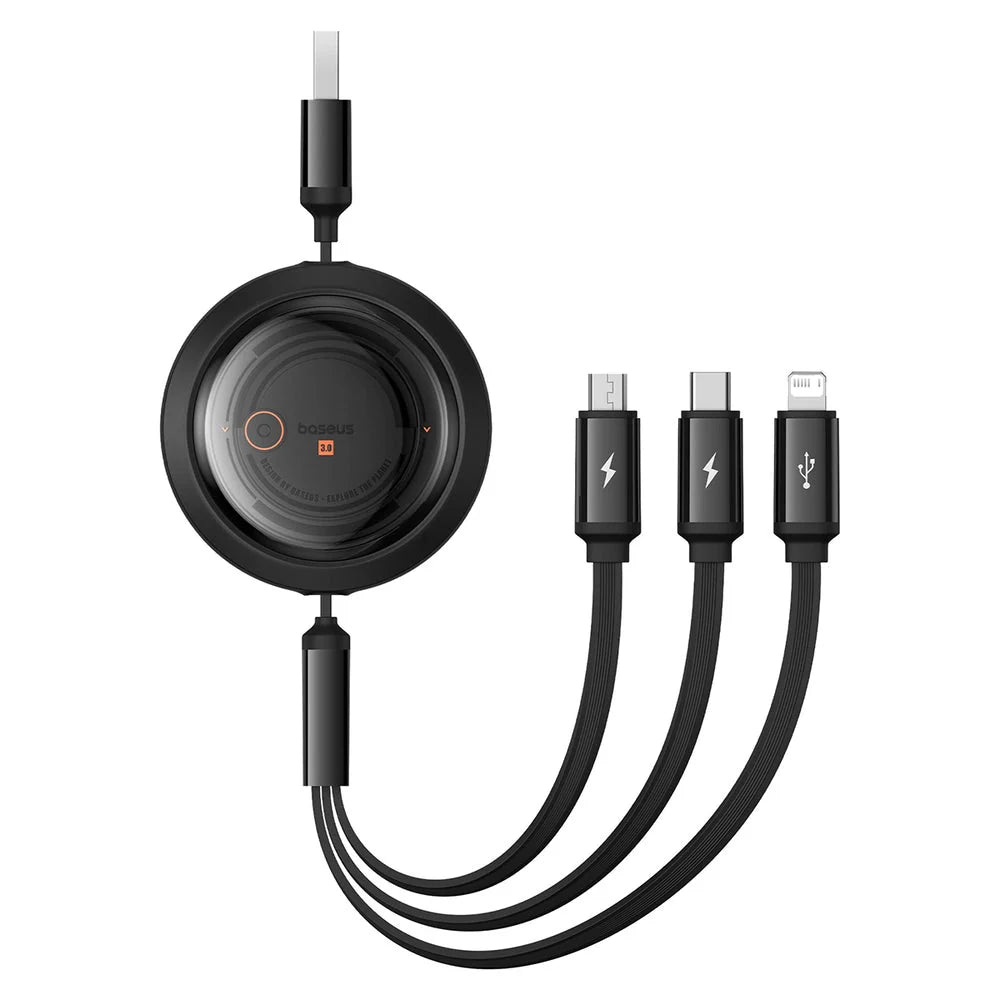 Baseus Free2Draw Charging Cable - USB-C / Micro USB / Lightning / 100W / 1.1 Meter / Black