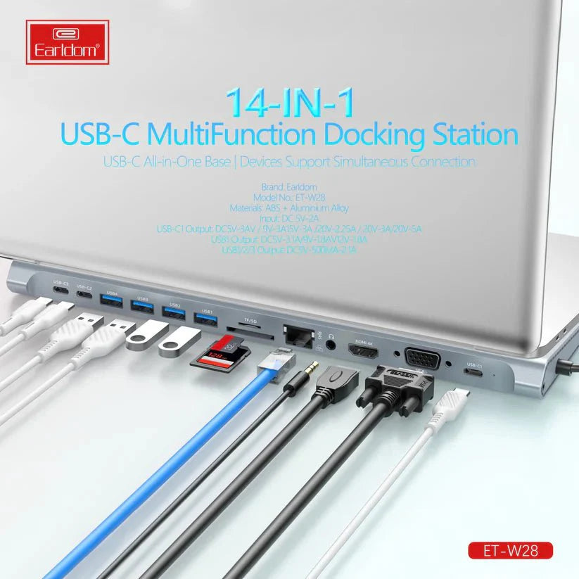 Earldom ET - W28 14 - in - 1 USB - C Hub - Saif Al Najmi KwUSB HubEarldomSaif Al Najmi KwEarldom ET - W28 14 - in - 1 USB - C Hub