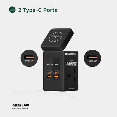 Green Lion GaN 65W Multi - Port 8 - in - 1 Travel Adapter - Saif Al Najmi KwChargersGreen LionSaif Al Najmi KwGreen Lion GaN 65W Multi - Port 8 - in - 1 Travel Adapter