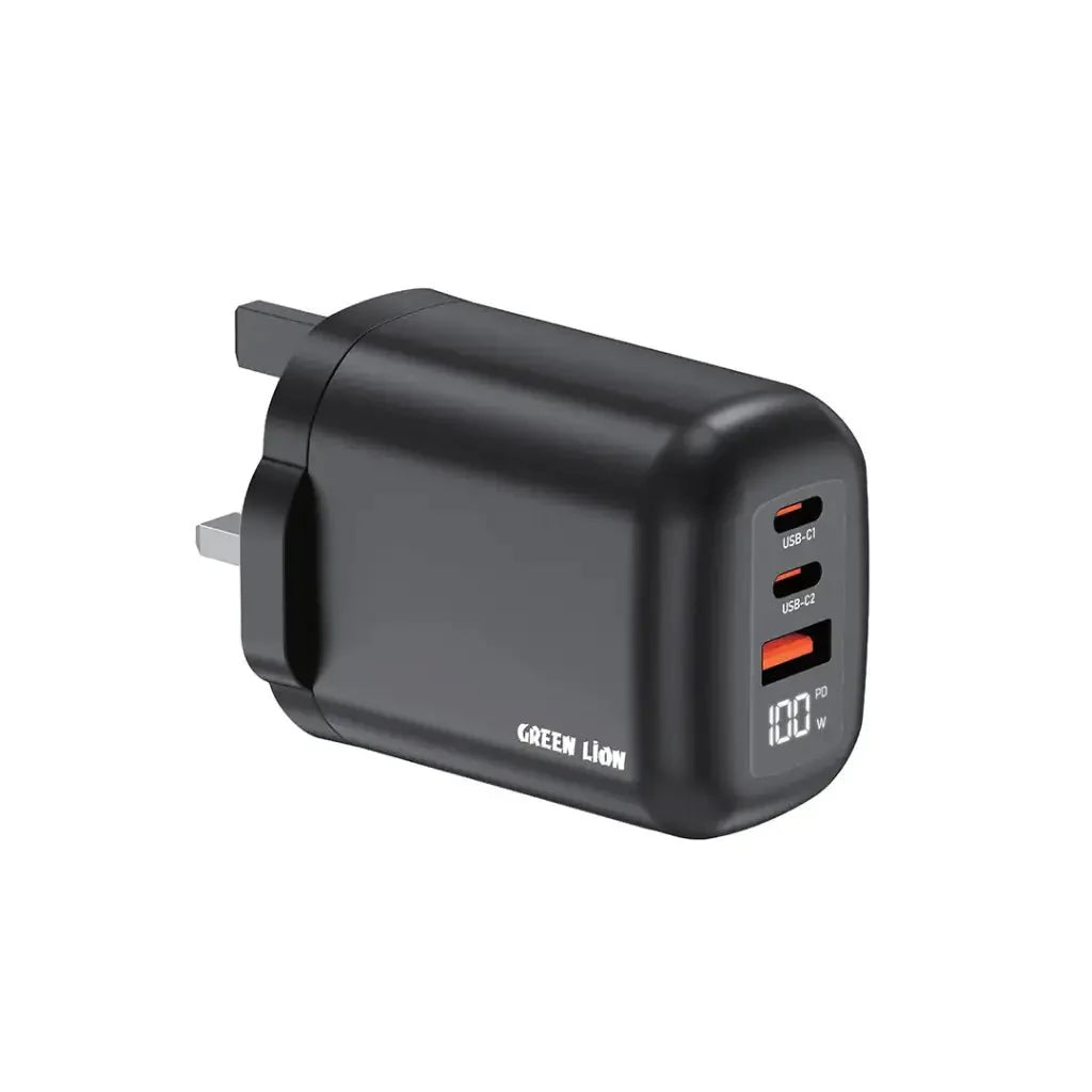 Green Lion Q Series 100W GaN Charger UK Plug 2C1A - Saif Al Najmi KwChargersGreen LionSaif Al Najmi KwGreen Lion Q Series 100W GaN Charger UK Plug 2C1A