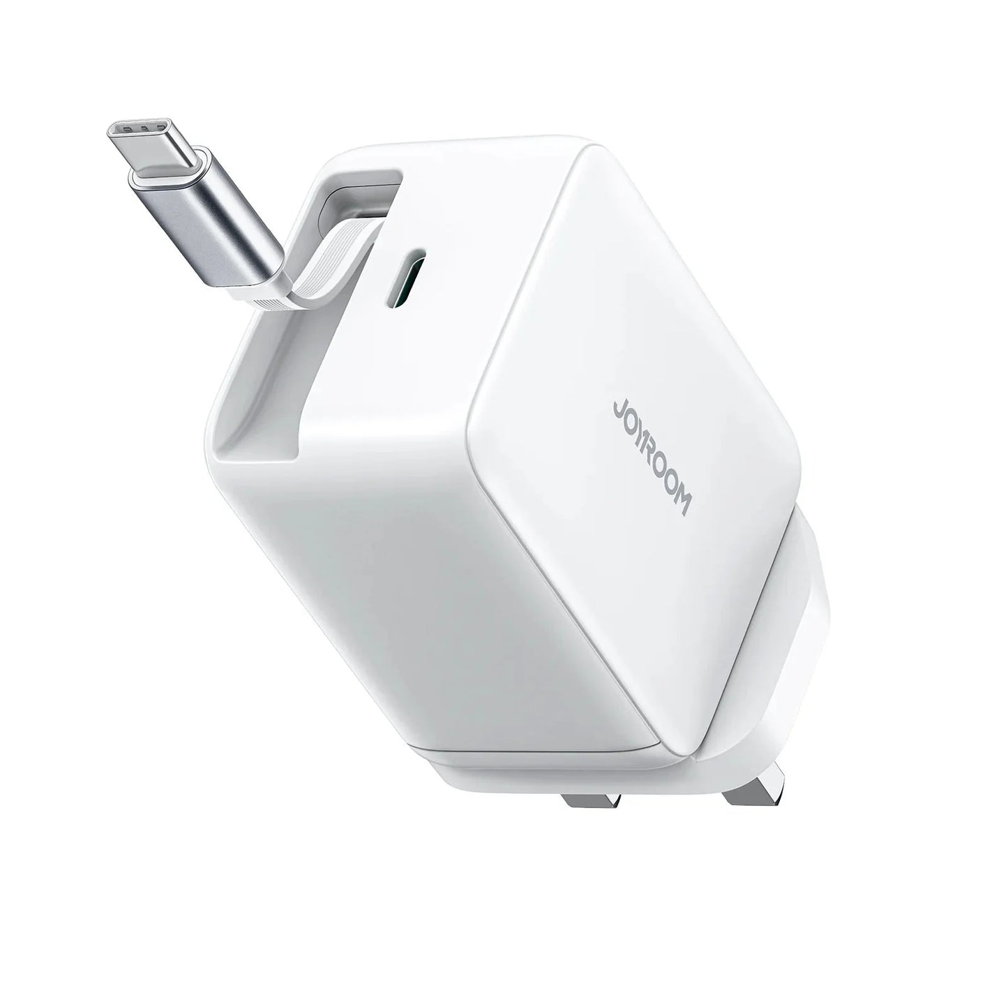 Joyroom 67W GaN Fast Charger with Retractable Cable – UK Plug, White (JR - TCL06) - Saif Al Najmi KwChargersJOYROOMSaif Al Najmi KwJoyroom 67W GaN Fast Charger with Retractable Cable – UK Plug, White (JR - TCL06)