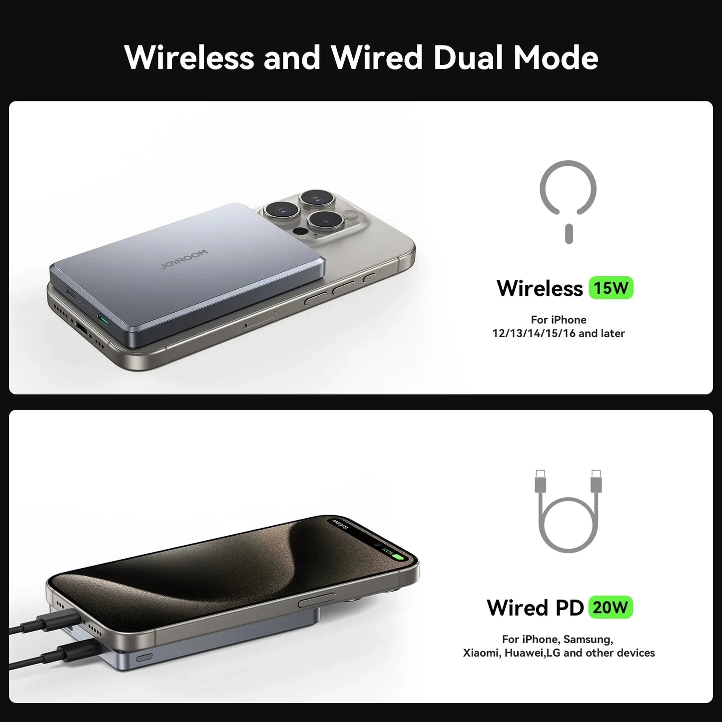 Joyroom JR - PBM08 Pro 10000mAh Magnetic Wireless Power Bank – 20W Fast Charging - Natural Titanium - Saif Al Najmi KwWireless Power BanksJOYROOMSaif Al Najmi KwJoyroom JR - PBM08 Pro 10000mAh Magnetic Wireless Power Bank – 20W Fast Charging - Natural Titanium